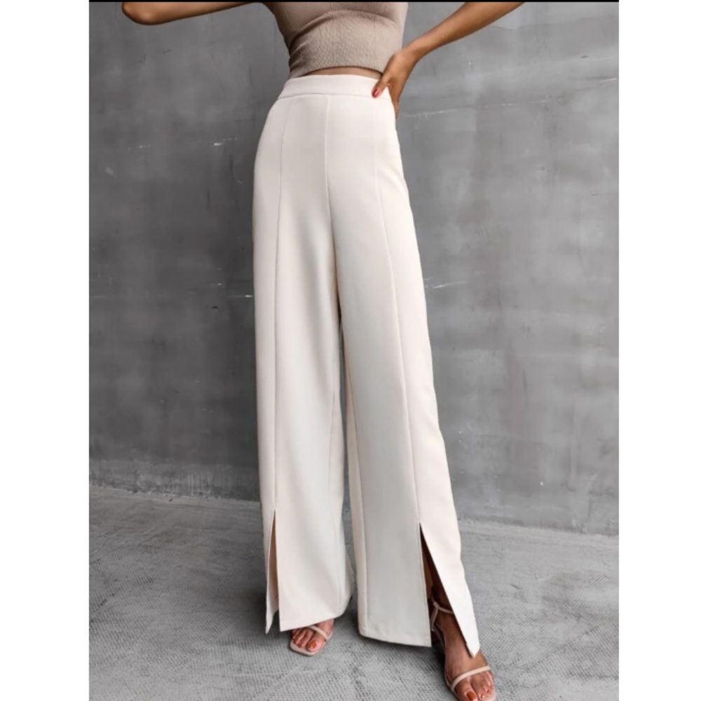 Wide leg side slit pants - Picture 2 of 16